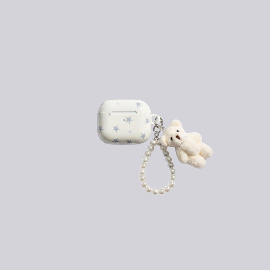 WHITE STAR AIRPODS PEARL BEAR CASE