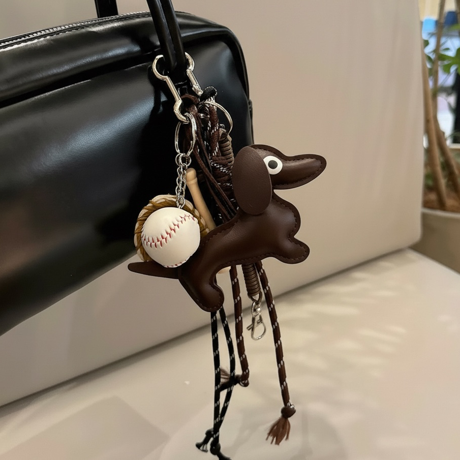 DACHSHUND & BASEBALL BAG CHARM