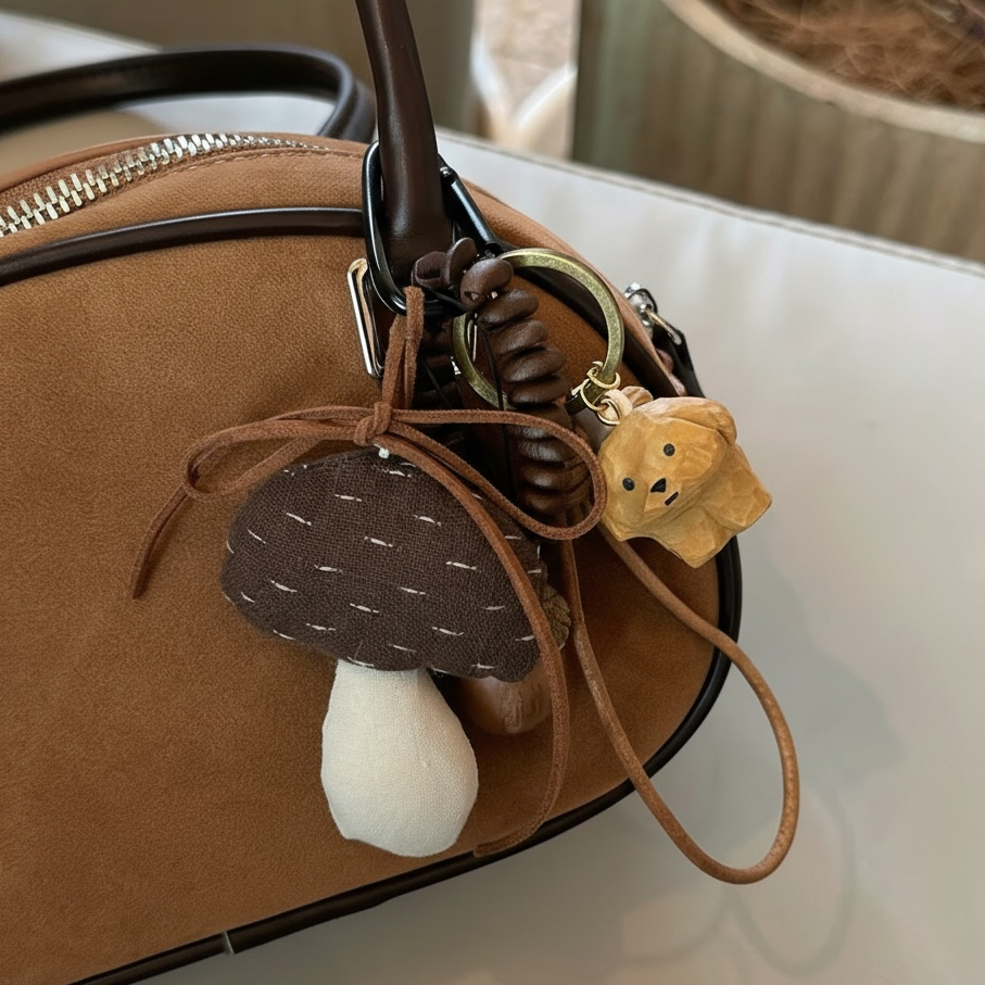WOODLAND DOG & MUSHROOM BAG CHARM