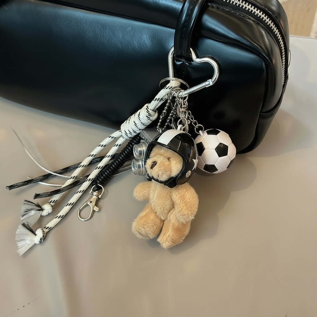 BIKER BEAR BAG CHARM - CAMERA