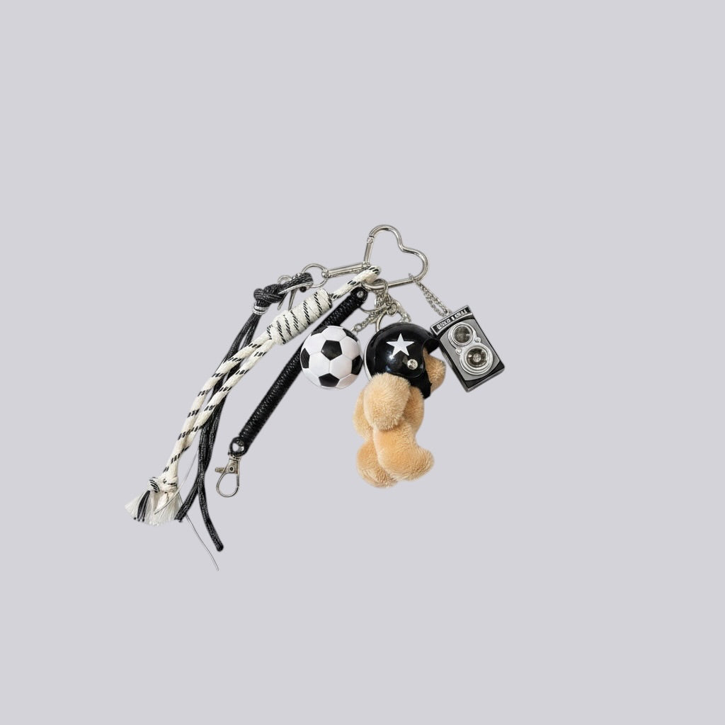 BIKER BEAR BAG CHARM - CAMERA