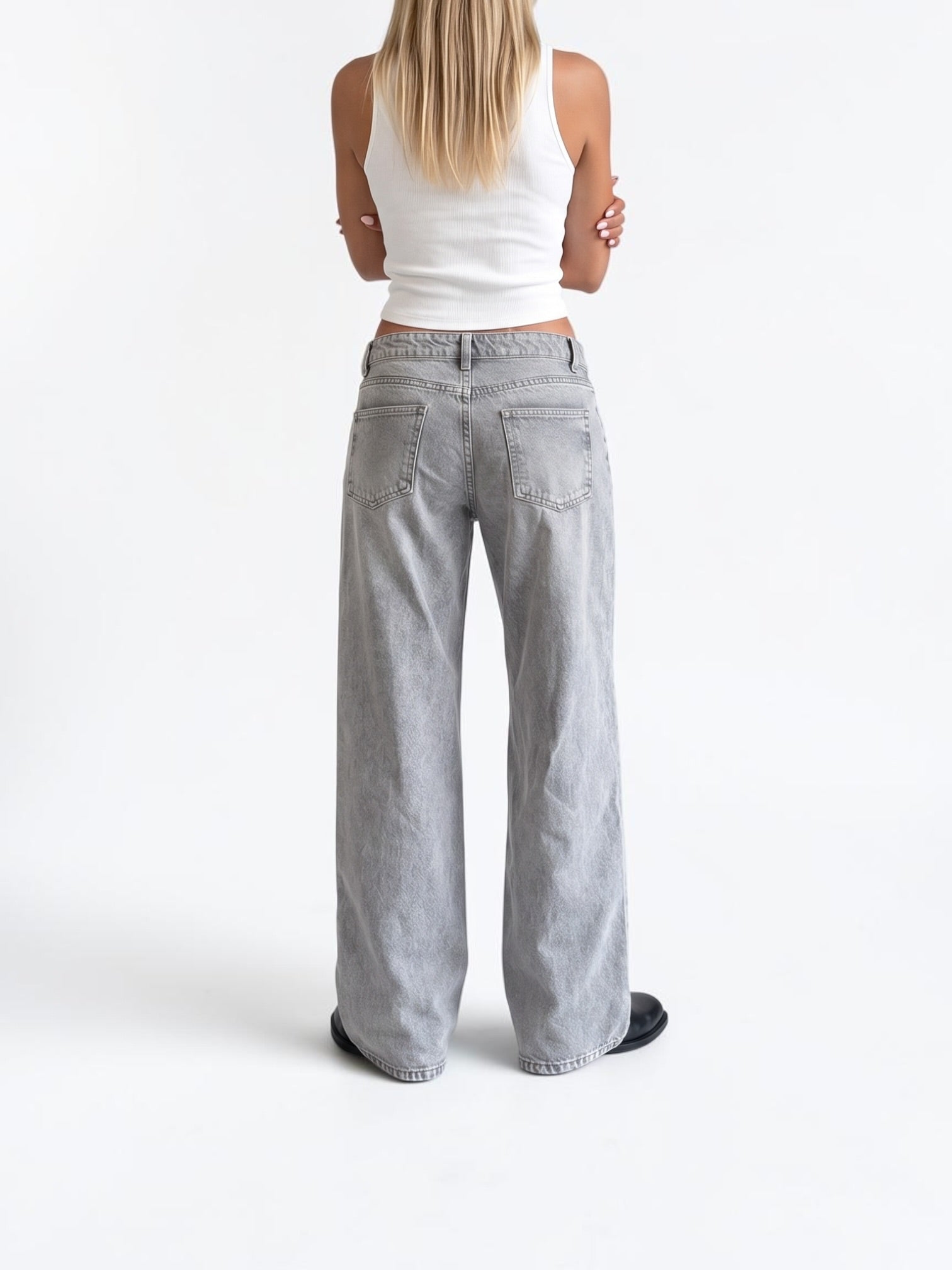 Low Waist Wide Leg – Hellgrau