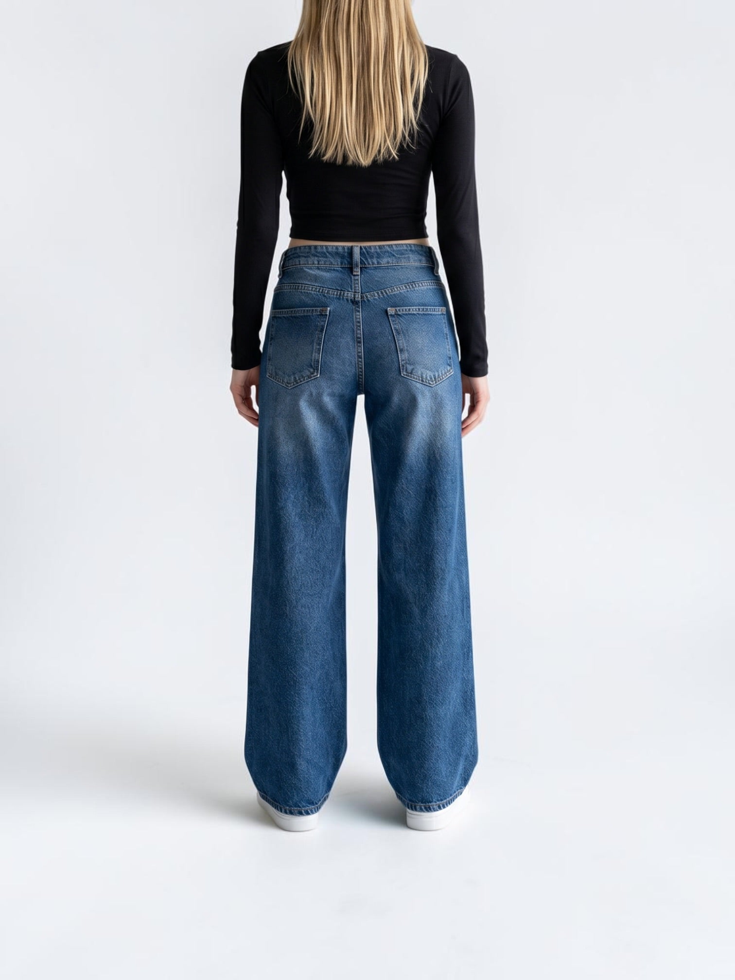 Low Waist Wide Leg – Vintage Blau