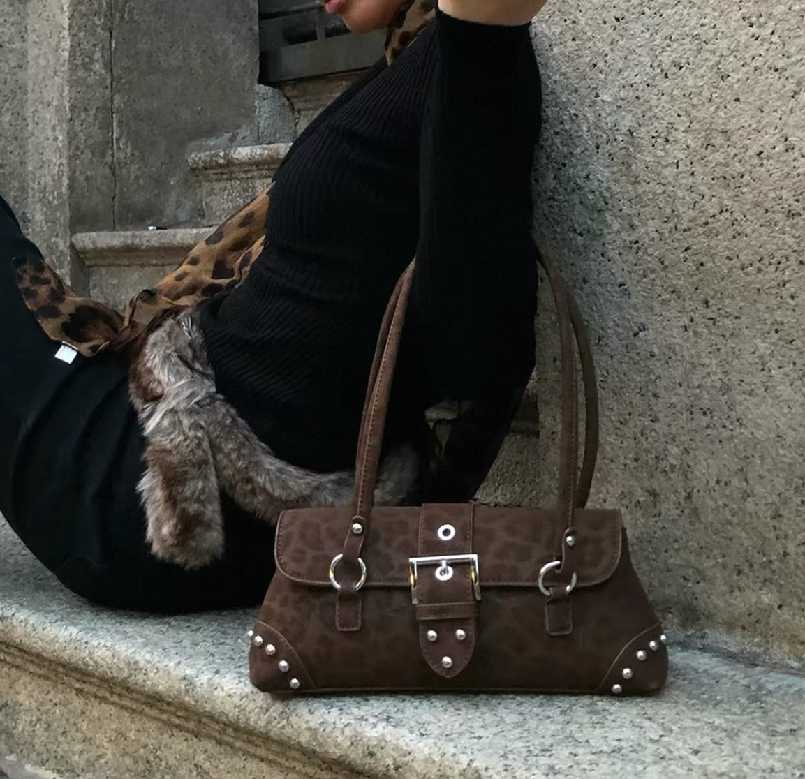 Marissé Rebel – Studded Animal Print Bag