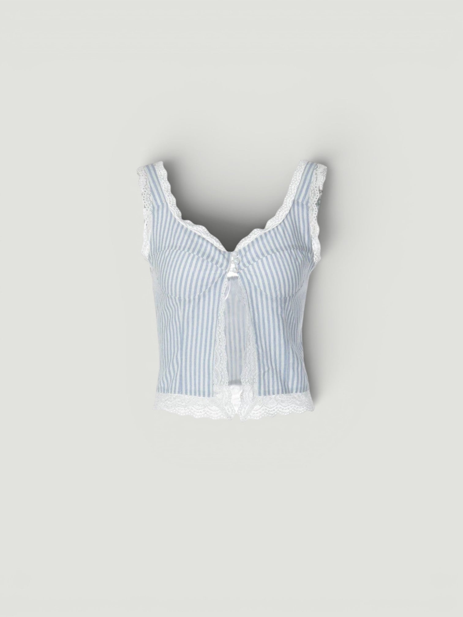 Buntes Gestreiftes Camisole für Damen mit Spitze - Süßer Streetwear-Look