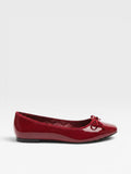 Brisconti Portofino Ballerinas in glänzendem Dunkelrot aus weichem Leder mit Schleife und quadratischer Zehenpartie