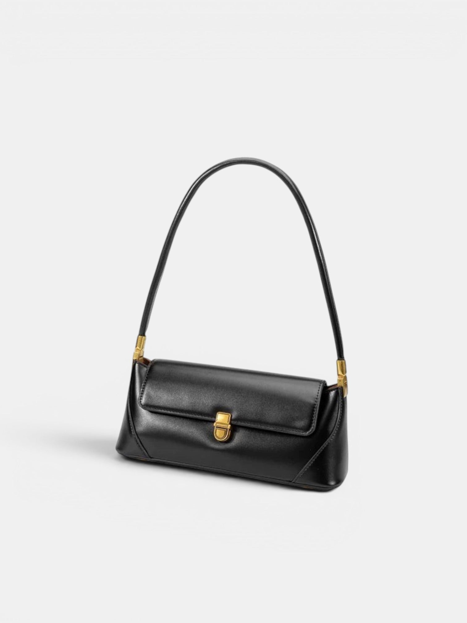 Brisconti Portofino Luisa Unterarmtasche in Schwarz aus Kunstleder mit goldfarbenem Verschluss und Trapezform